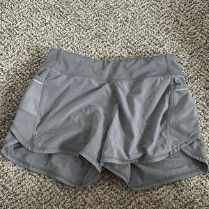 Athleta Gray Athletic Shorts with Compression Liner and Moisture-Wicking Fabric